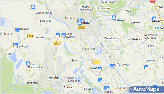 mapa Niedomice, Niedomice na mapie Targeo