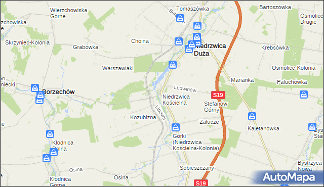 mapa Niedrzwica Kościelna, Niedrzwica Kościelna na mapie Targeo