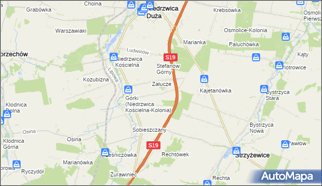 mapa Niedrzwica Kościelna-Kolonia, Niedrzwica Kościelna-Kolonia na mapie Targeo