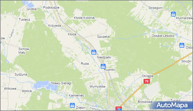 mapa Niedziałki gmina Rytwiany, Niedziałki gmina Rytwiany na mapie Targeo