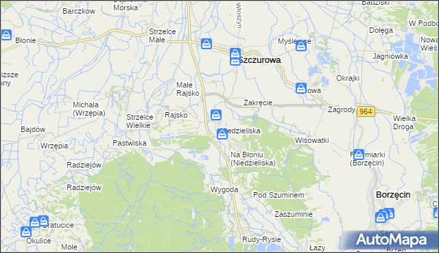 mapa Niedzieliska gmina Szczurowa, Niedzieliska gmina Szczurowa na mapie Targeo