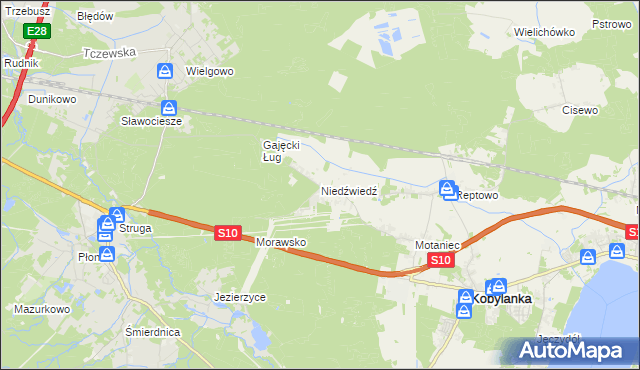 mapa Niedźwiedź gmina Kobylanka, Niedźwiedź gmina Kobylanka na mapie Targeo