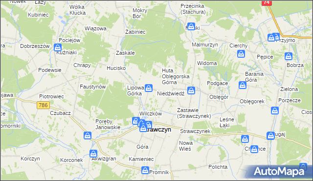 mapa Niedźwiedź gmina Strawczyn, Niedźwiedź gmina Strawczyn na mapie Targeo