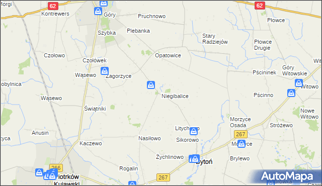 mapa Niegibalice, Niegibalice na mapie Targeo