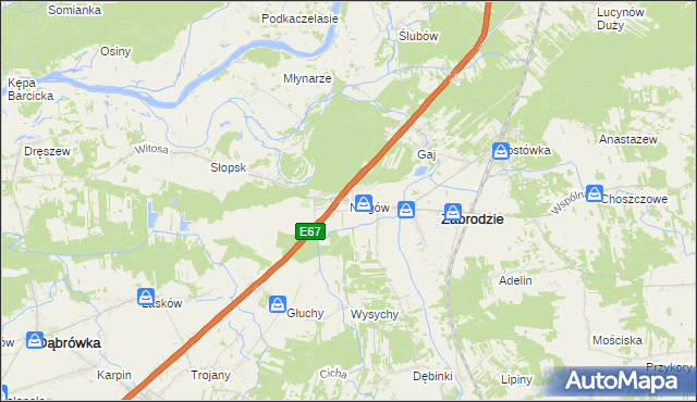mapa Niegów, Niegów na mapie Targeo