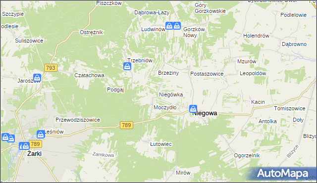 mapa Niegówka, Niegówka na mapie Targeo