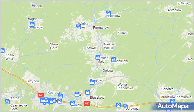 mapa Niekłań Mały, Niekłań Mały na mapie Targeo