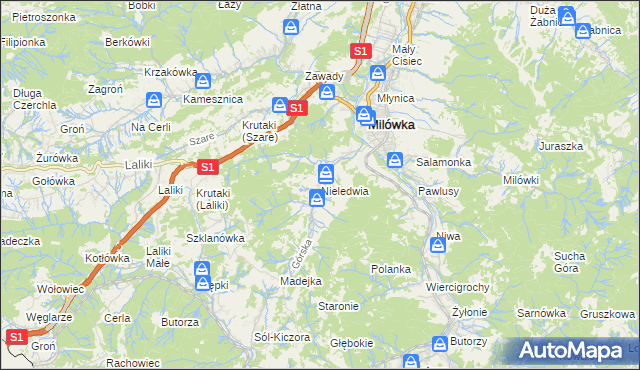 mapa Nieledwia, Nieledwia na mapie Targeo