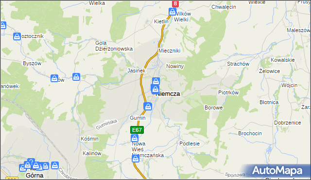 mapa Niemcza, Niemcza na mapie Targeo
