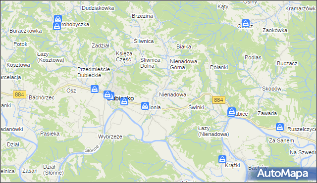 mapa Nienadowa, Nienadowa na mapie Targeo