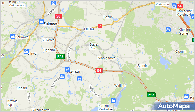 mapa Niestępowo, Niestępowo na mapie Targeo