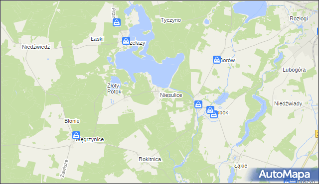 mapa Niesulice, Niesulice na mapie Targeo