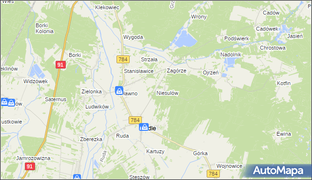 mapa Niesulów, Niesulów na mapie Targeo