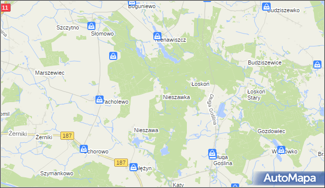 mapa Nieszawka, Nieszawka na mapie Targeo
