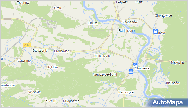 mapa Nieszczyce, Nieszczyce na mapie Targeo