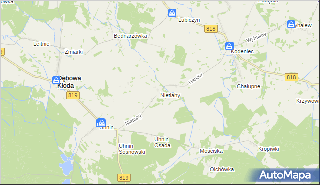 mapa Nietiahy, Nietiahy na mapie Targeo