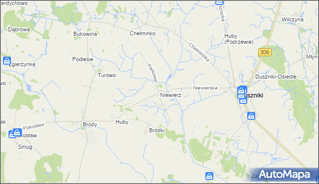 mapa Niewierz gmina Duszniki, Niewierz gmina Duszniki na mapie Targeo