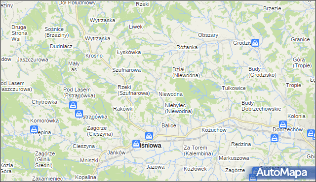 mapa Niewodna, Niewodna na mapie Targeo