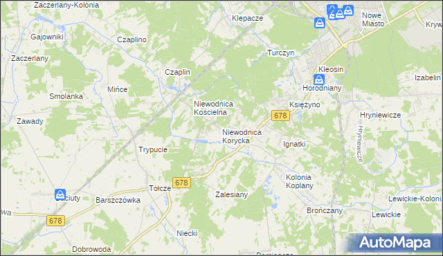 mapa Niewodnica Korycka, Niewodnica Korycka na mapie Targeo