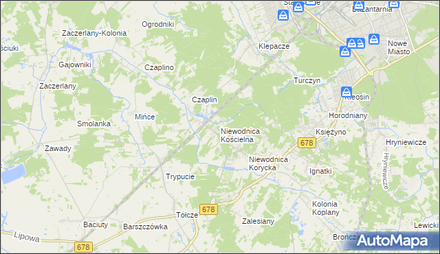 mapa Niewodnica Kościelna, Niewodnica Kościelna na mapie Targeo