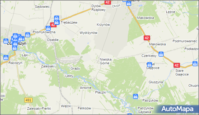 mapa Niwiska Górne, Niwiska Górne na mapie Targeo