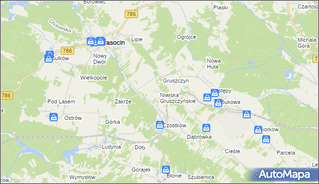 mapa Niwiska Gruszczyńskie, Niwiska Gruszczyńskie na mapie Targeo