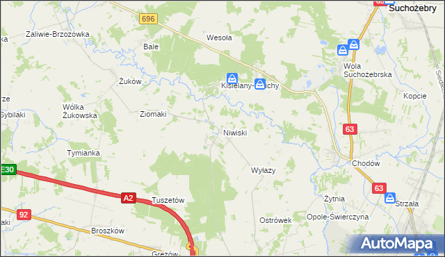 mapa Niwiski, Niwiski na mapie Targeo