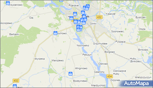 mapa Nochówko, Nochówko na mapie Targeo
