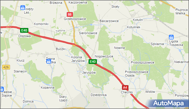 mapa Nogowczyce, Nogowczyce na mapie Targeo