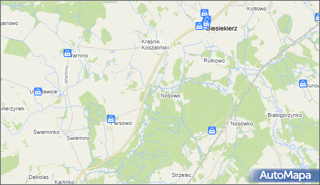 mapa Nosowo gmina Biesiekierz, Nosowo gmina Biesiekierz na mapie Targeo