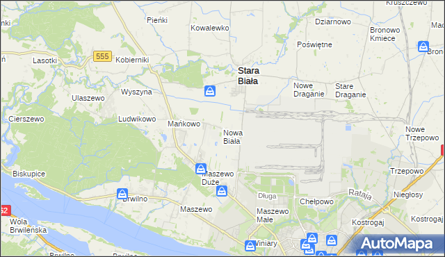 mapa Nowa Biała gmina Stara Biała, Nowa Biała gmina Stara Biała na mapie Targeo