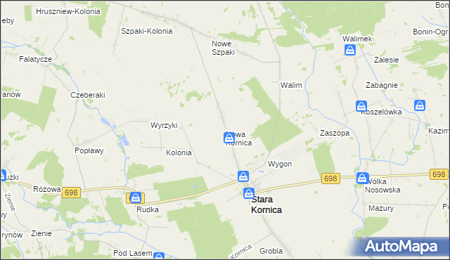 mapa Nowa Kornica, Nowa Kornica na mapie Targeo