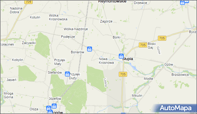 mapa Nowa Krosnowa, Nowa Krosnowa na mapie Targeo