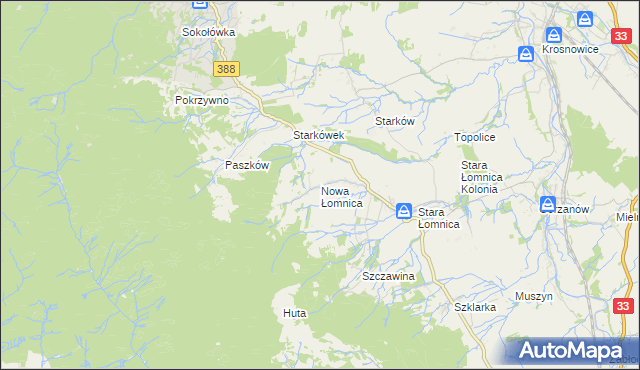 mapa Nowa Łomnica, Nowa Łomnica na mapie Targeo