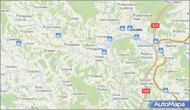 mapa Nowa Wieś gmina Czudec, Nowa Wieś gmina Czudec na mapie Targeo