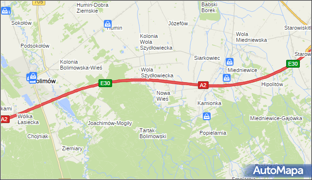 mapa Nowa Wieś gmina Wiskitki, Nowa Wieś gmina Wiskitki na mapie Targeo