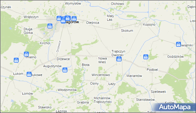 mapa Nowa Wieś gmina Zagórów, Nowa Wieś gmina Zagórów na mapie Targeo