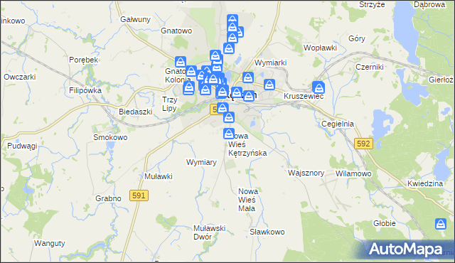 mapa Nowa Wieś Kętrzyńska, Nowa Wieś Kętrzyńska na mapie Targeo