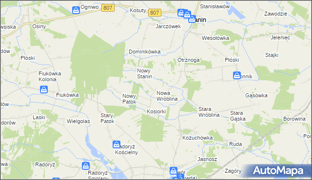 mapa Nowa Wróblina, Nowa Wróblina na mapie Targeo