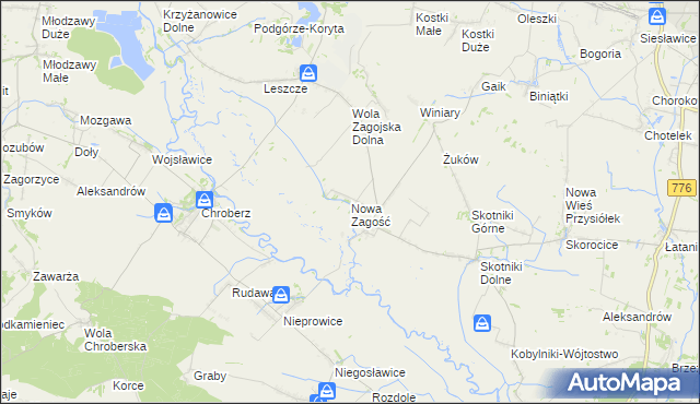 mapa Nowa Zagość, Nowa Zagość na mapie Targeo