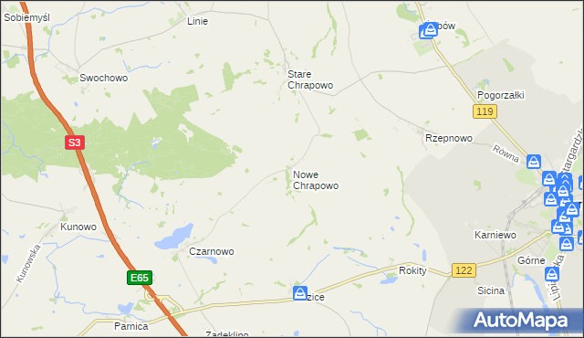 mapa Nowe Chrapowo, Nowe Chrapowo na mapie Targeo