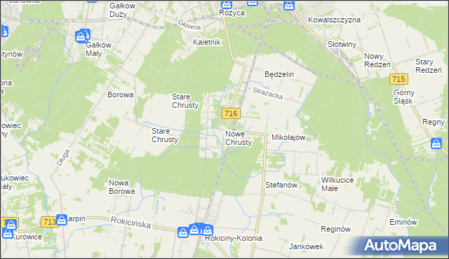 mapa Nowe Chrusty, Nowe Chrusty na mapie Targeo