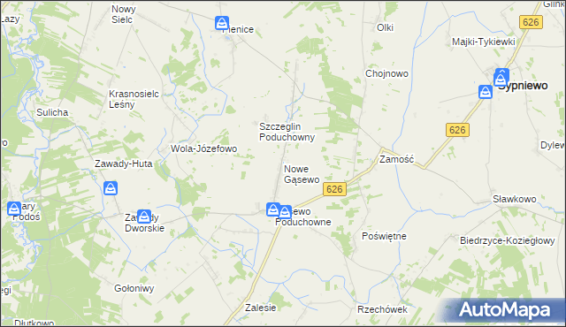 mapa Nowe Gąsewo, Nowe Gąsewo na mapie Targeo