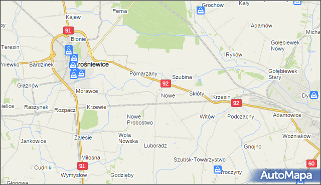 mapa Nowe gmina Krośniewice, Nowe gmina Krośniewice na mapie Targeo