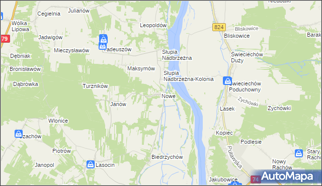 mapa Nowe gmina Ożarów, Nowe gmina Ożarów na mapie Targeo