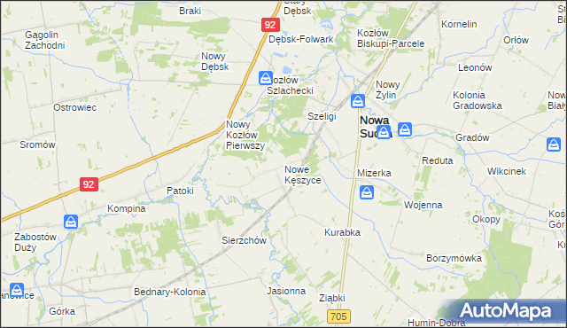 mapa Nowe Kęszyce, Nowe Kęszyce na mapie Targeo