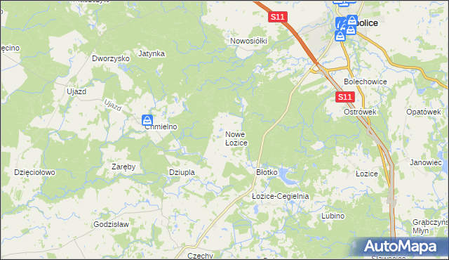 mapa Nowe Łozice, Nowe Łozice na mapie Targeo