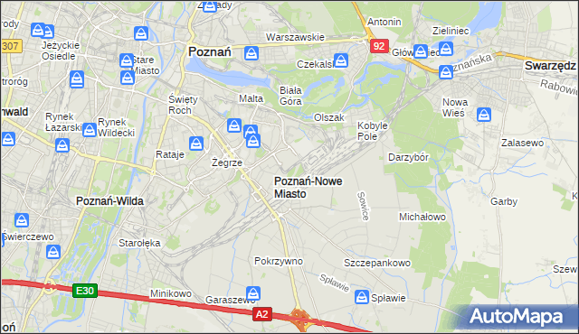 mapa Nowe Miasto gmina Poznań, Nowe Miasto gmina Poznań na mapie Targeo