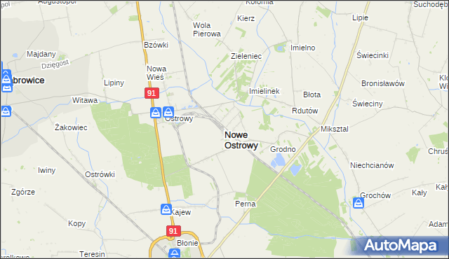 mapa Nowe Ostrowy, Nowe Ostrowy na mapie Targeo