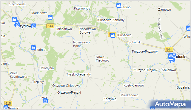mapa Nowe Piegłowo, Nowe Piegłowo na mapie Targeo